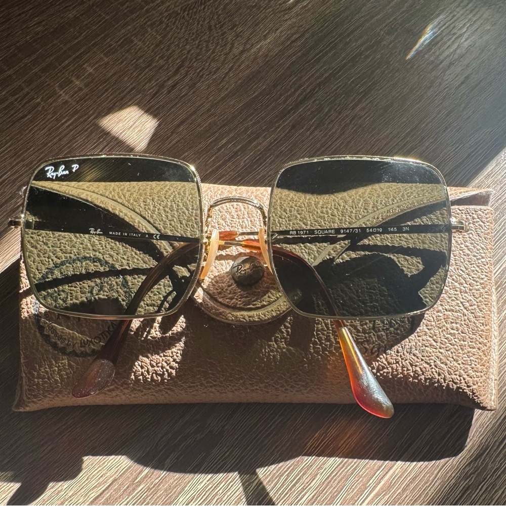 Ray-Ban Gold Frame Sunglasses with Brown Lenses
